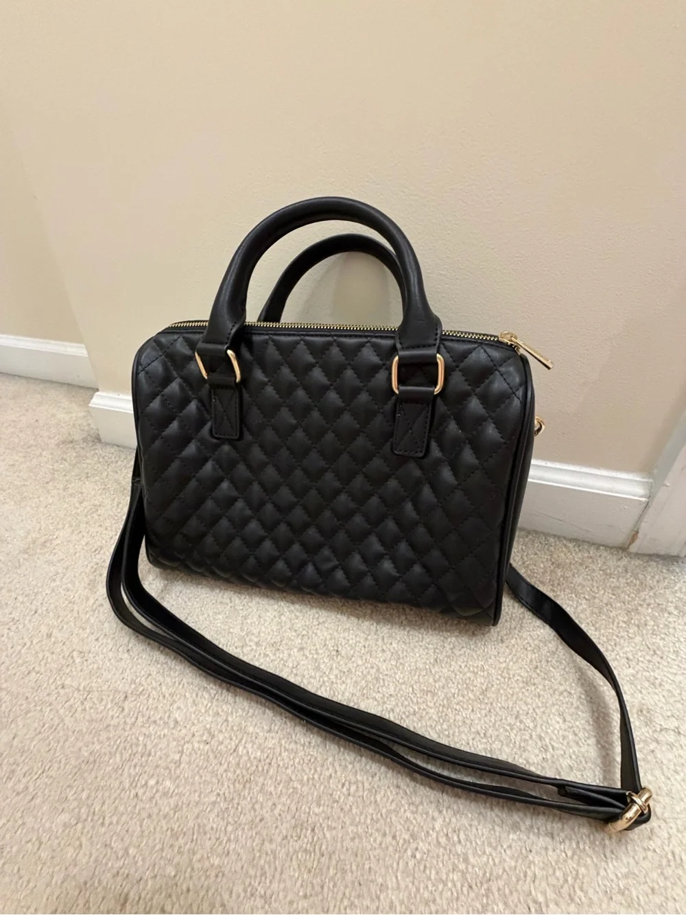 Nicole Malia (discontinued small business) Vegan Leather Quilted Black Satchel
